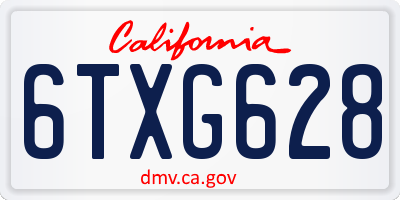 CA license plate 6TXG628