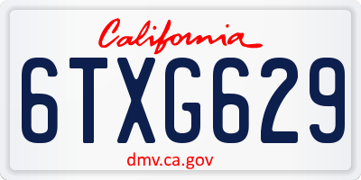 CA license plate 6TXG629