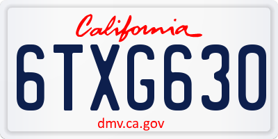 CA license plate 6TXG630