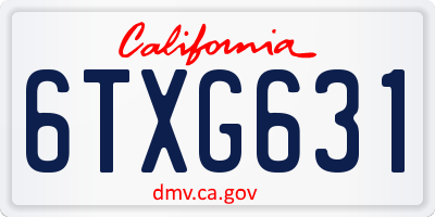 CA license plate 6TXG631