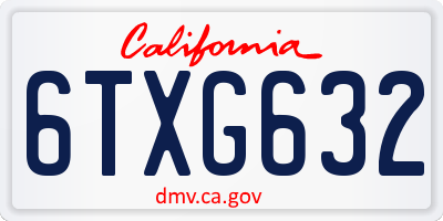 CA license plate 6TXG632