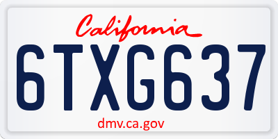 CA license plate 6TXG637