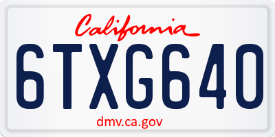 CA license plate 6TXG640