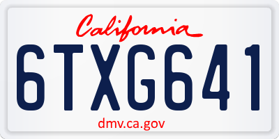 CA license plate 6TXG641