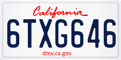 CA license plate 6TXG646