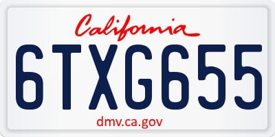 CA license plate 6TXG655
