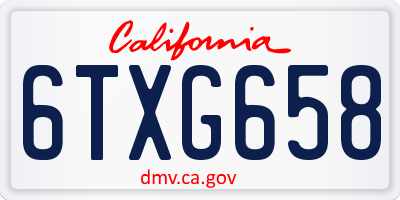 CA license plate 6TXG658