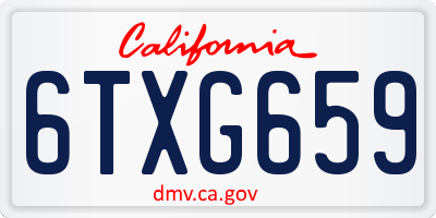 CA license plate 6TXG659