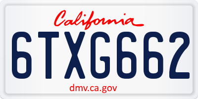 CA license plate 6TXG662