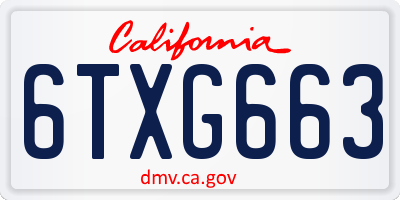 CA license plate 6TXG663