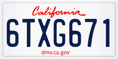CA license plate 6TXG671