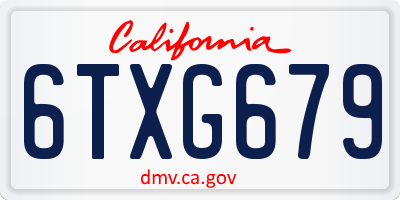 CA license plate 6TXG679