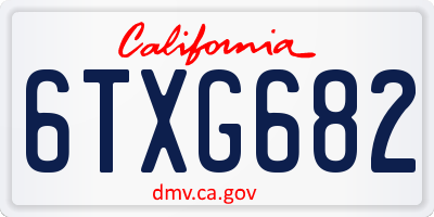 CA license plate 6TXG682