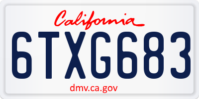 CA license plate 6TXG683