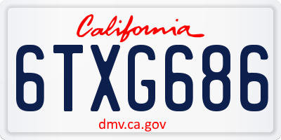 CA license plate 6TXG686