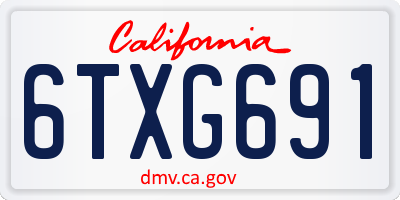 CA license plate 6TXG691