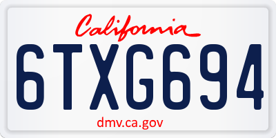 CA license plate 6TXG694