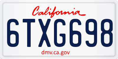 CA license plate 6TXG698