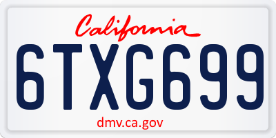CA license plate 6TXG699