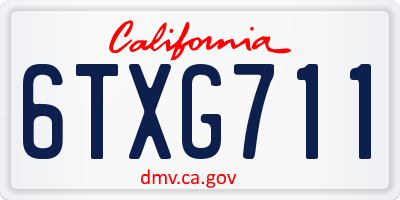 CA license plate 6TXG711