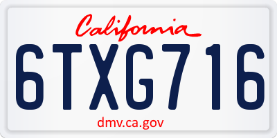 CA license plate 6TXG716