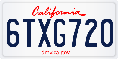 CA license plate 6TXG720