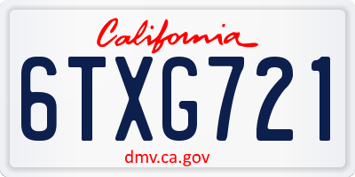 CA license plate 6TXG721