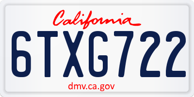 CA license plate 6TXG722