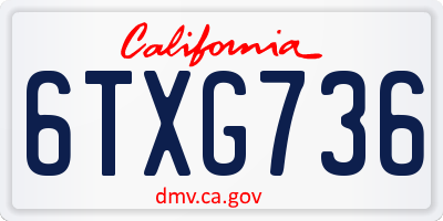 CA license plate 6TXG736