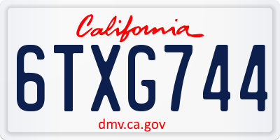 CA license plate 6TXG744