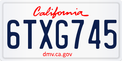 CA license plate 6TXG745