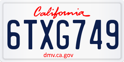 CA license plate 6TXG749