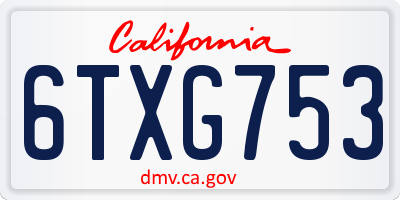CA license plate 6TXG753