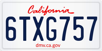 CA license plate 6TXG757