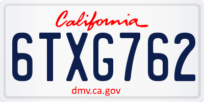 CA license plate 6TXG762