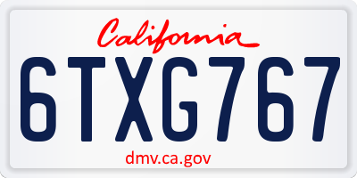 CA license plate 6TXG767