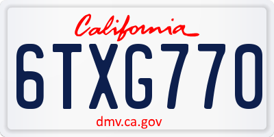 CA license plate 6TXG770