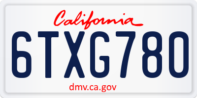 CA license plate 6TXG780