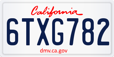CA license plate 6TXG782