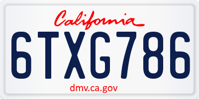 CA license plate 6TXG786