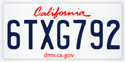 CA license plate 6TXG792