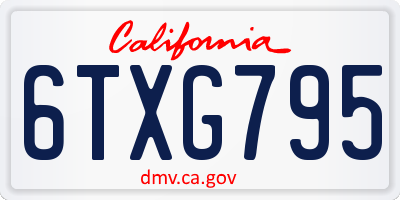 CA license plate 6TXG795
