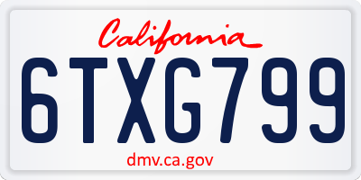 CA license plate 6TXG799