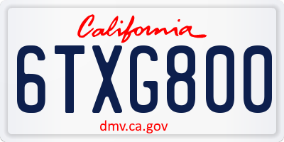CA license plate 6TXG800