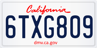 CA license plate 6TXG809