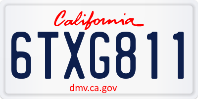 CA license plate 6TXG811