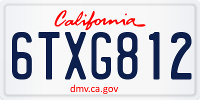 CA license plate 6TXG812