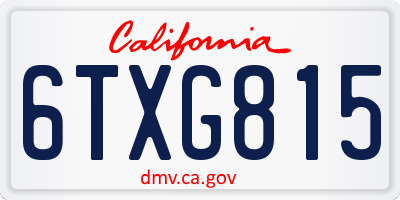 CA license plate 6TXG815