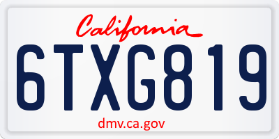 CA license plate 6TXG819