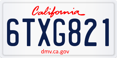 CA license plate 6TXG821